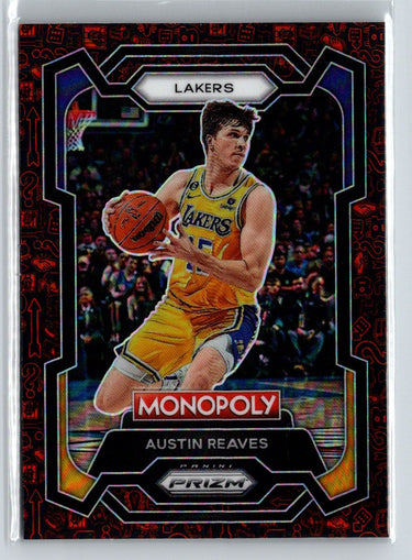 2023-24 Panini Prizm Monopoly #42 Austin Reaves Monopoly Man Red Pattern Q64