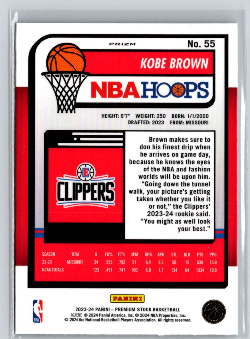 2023-24 Hoops Premium Stock #55 Kobe Brown Premium Q65