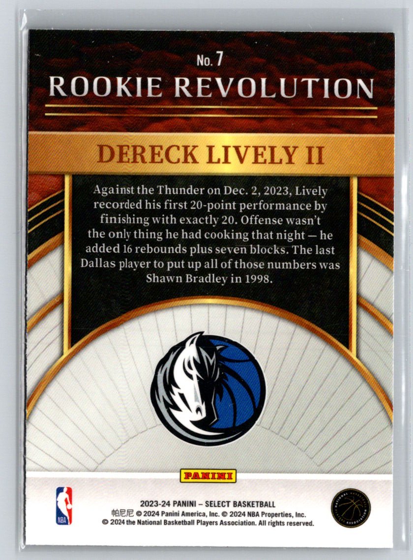 2023-24 Panini Select #7 Dereck Lively II Rookie Revolution Q64