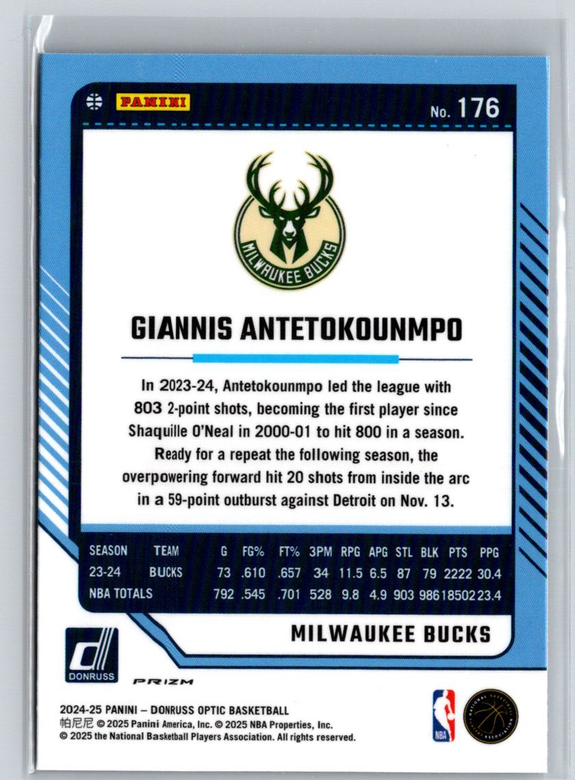 2024-25 Donruss Optic #176 Giannis Antetokounmpo Purple Q65