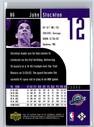 2002-03 Upper Deck Inspirations #86 John Stockton Q65