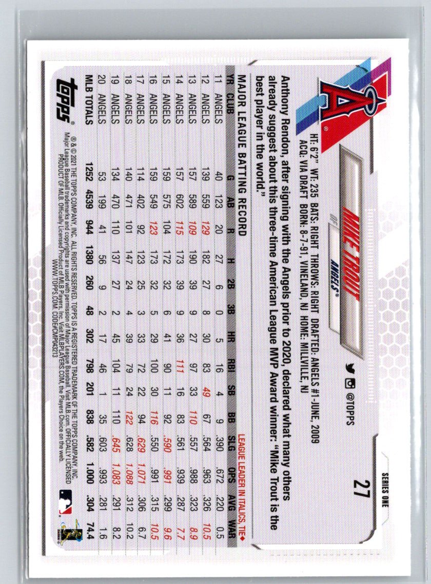 2021 Topps #27a Mike Trout Q65