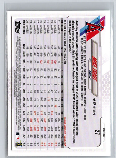 2021 Topps #27a Mike Trout Q65