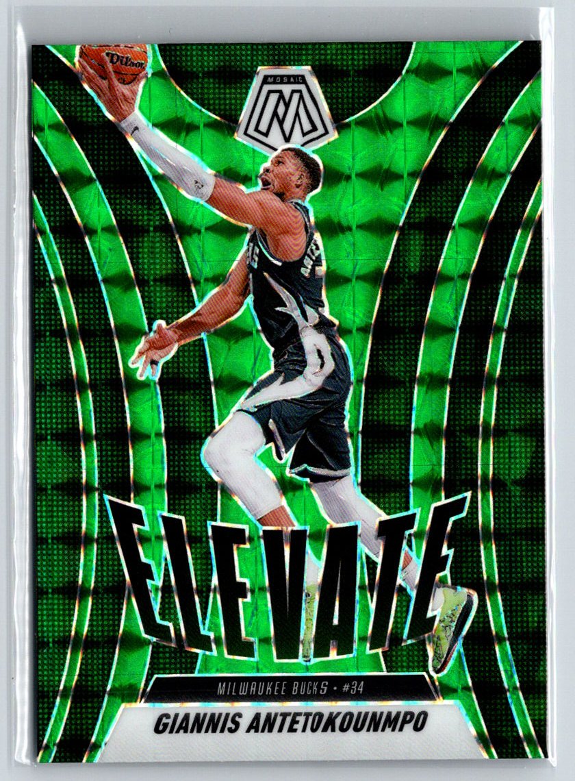 2024-25 Panini Mosaic #9 Giannis Antetokounmpo Elevate Mosaic Green Q66