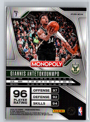 2024-25 Panini Prizm Monopoly #7 Giannis Antetokounmpo Red Prizms Q67