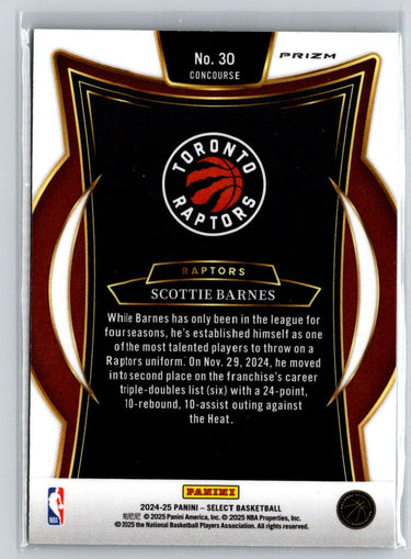 2024-25 Panini Select #30 Scottie Barnes Tri-Color Prizm Q70