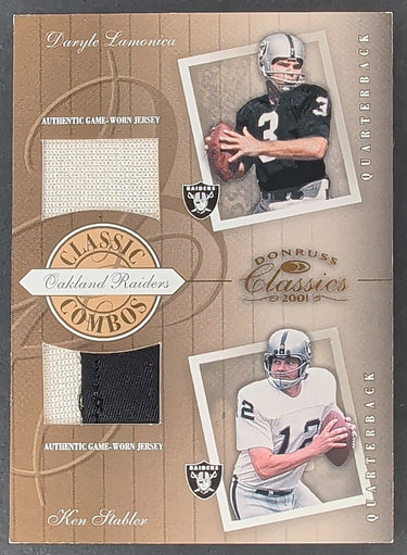 2001 Donruss Classics Plunkett Blanda Stabler Lambert GU Jerseys #/25 T11