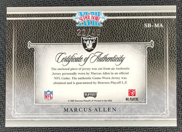 2007 Playoff National Treasures #SB-MA Marcus Allen Super Bowl Material #/48 T26