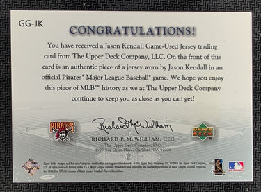 2003 Upper Deck Game Face #GG-JK Jason Kendall Game Face Gear U07