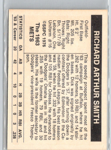 1976 SSPC 1963 New York Mets #NNO Dick Smith V01