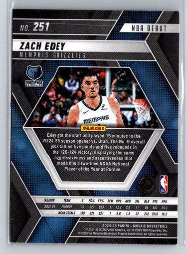 2024-25 Panini Mosaic #251 Zach Edey V01