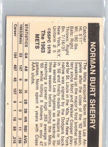 1976 SSPC 1963 New York Mets #NNO Norm Sherry V02