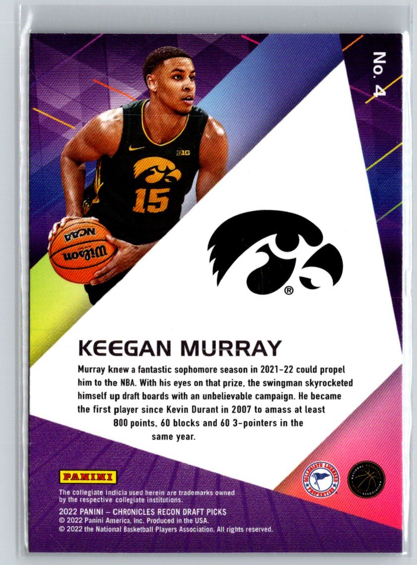 2022 Panini Chronicles Draft Picks #4 Keegan Murray Recon V02