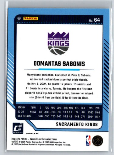 2024-25 Donruss Optic #64 Domantas Sabonis Holo V02
