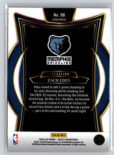 2024-25 Panini Select #98 Zach Edey Blue (Retail) V02