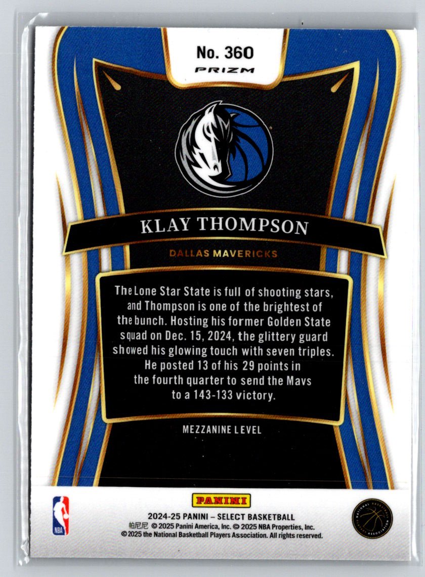 2024-25 Panini Select #360 Klay Thompson Orange Tectonic Prizm V03