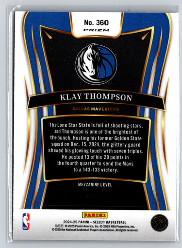 2024-25 Panini Select #360 Klay Thompson Orange Tectonic Prizm V03