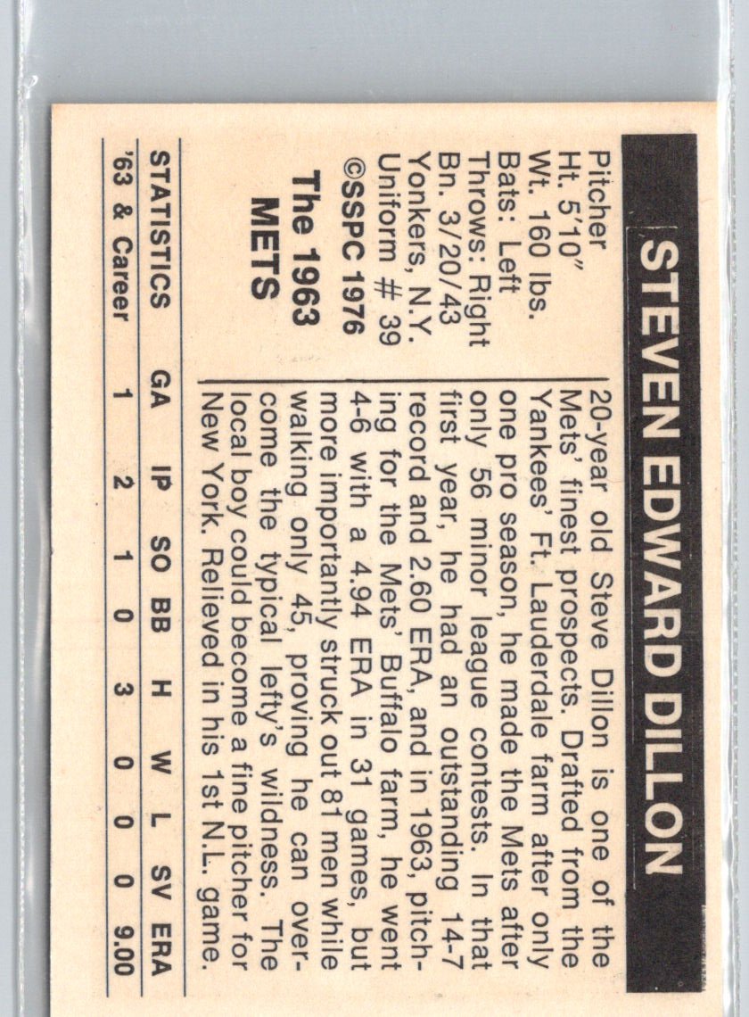 1976 SSPC 1963 New York Mets #NNO Steve Dillon V03