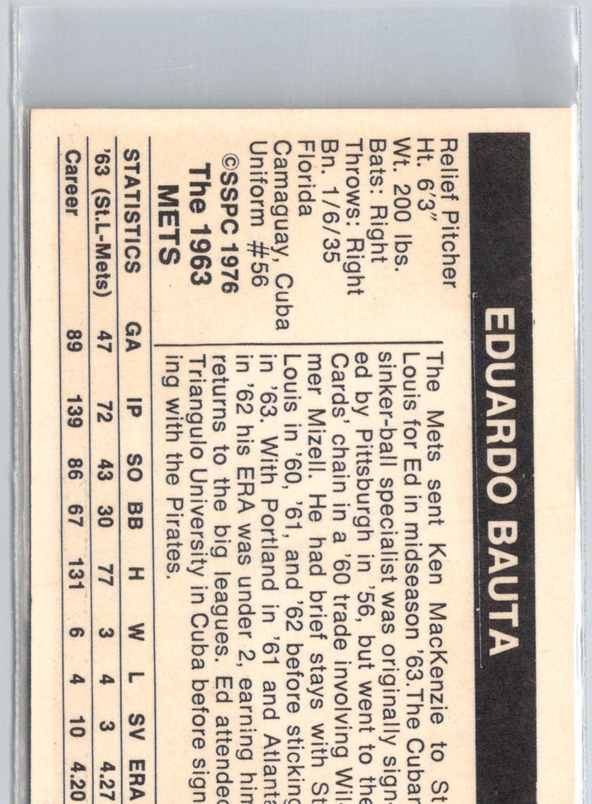 1976 SSPC 1963 New York Mets #NNO Ed Bauta V03