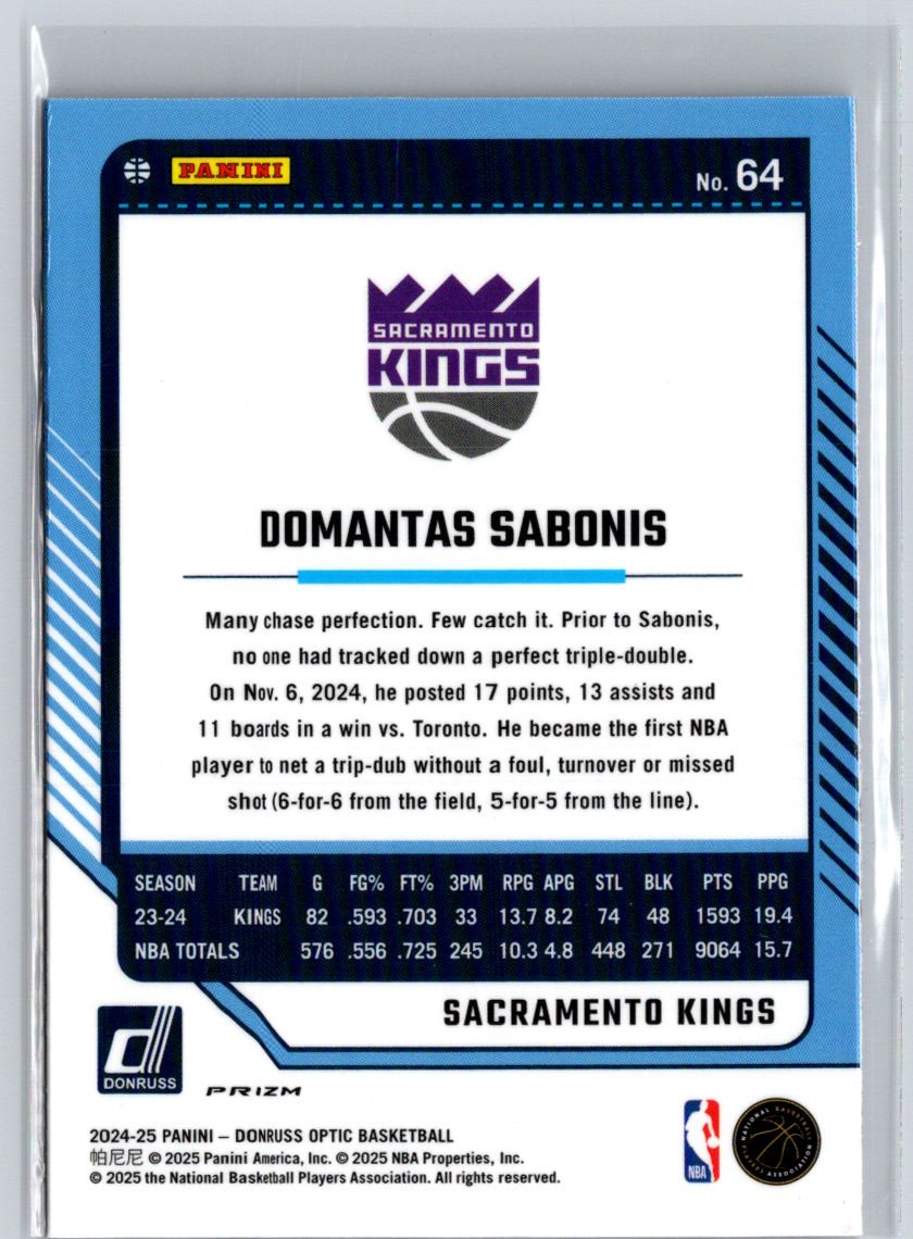 2024-25 Donruss Optic #64 Domantas Sabonis Purple V04