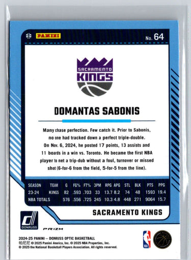 2024-25 Donruss Optic #64 Domantas Sabonis Purple V04