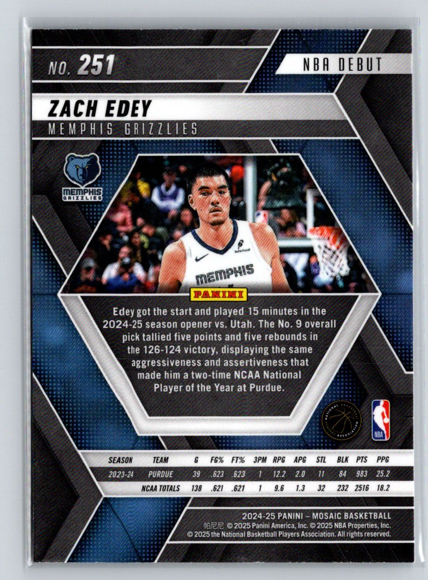 2024-25 Panini Mosaic #251 Zach Edey V04