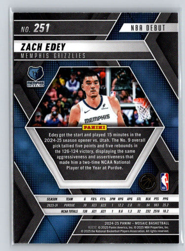 2024-25 Panini Mosaic #251 Zach Edey V04