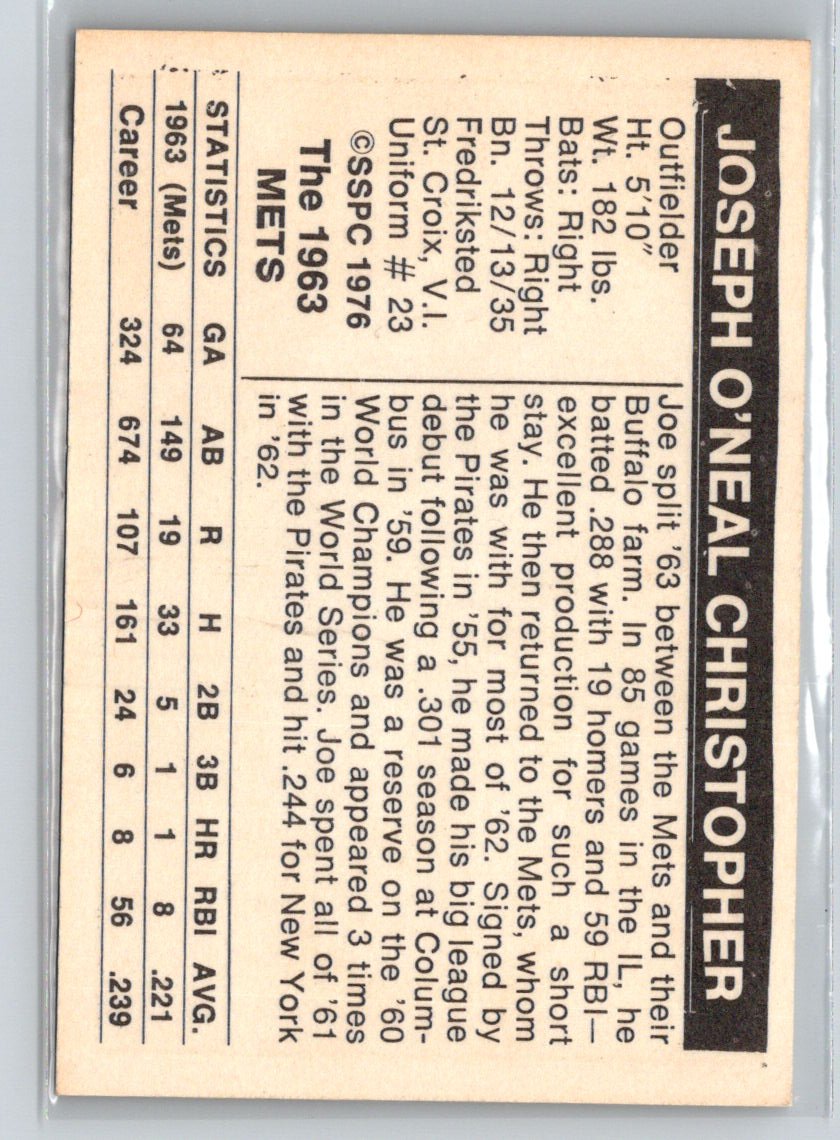 1976 SSPC 1963 New York Mets #NNO Joe Christopher V05