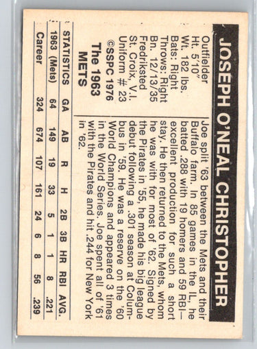 1976 SSPC 1963 New York Mets #NNO Joe Christopher V05