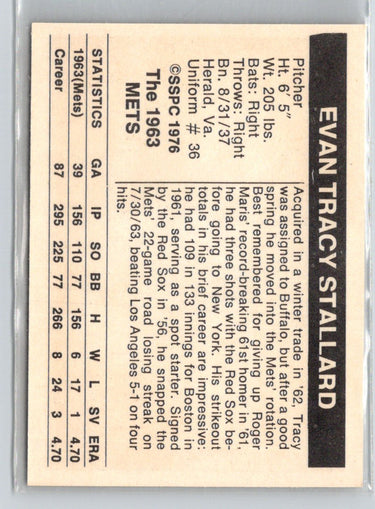1976 SSPC 1963 New York Mets #NNO Tracy Stallard V05
