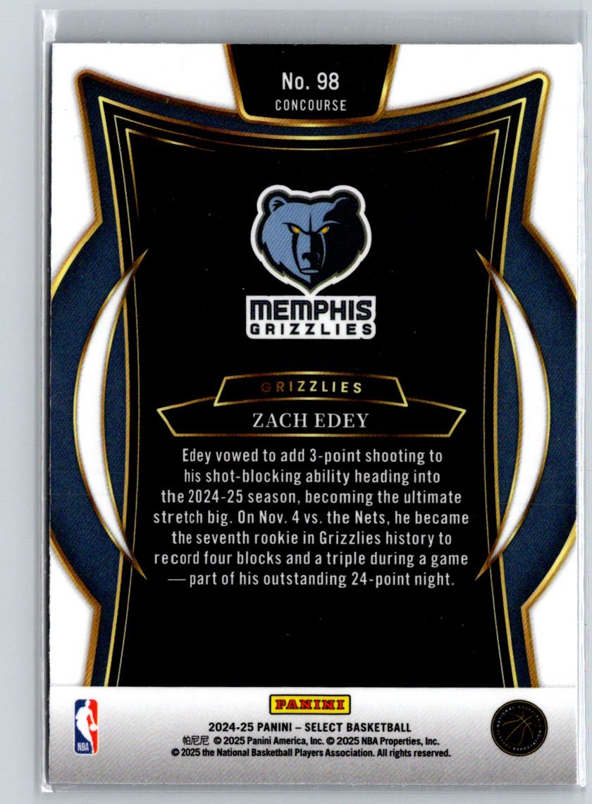 2024-25 Panini Select #98 Zach Edey Blue (Retail) V05