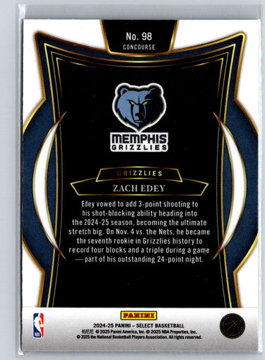 2024-25 Panini Select #98 Zach Edey Blue (Retail) V05