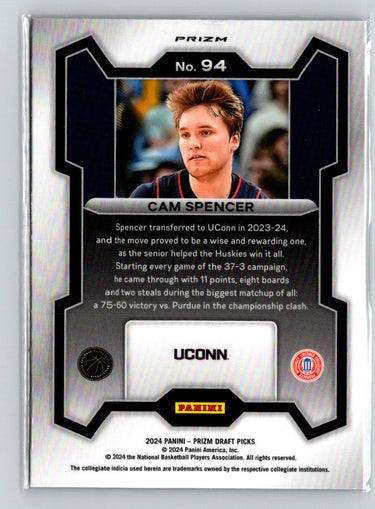 2024 Panini Prizm Draft Picks #94 Cam Spencer Prizms Green Wave V05