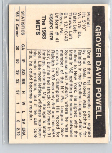 1976 SSPC 1963 New York Mets #NNO Grover Powell V06