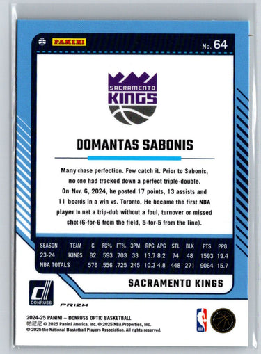2024-25 Donruss Optic #64 Domantas Sabonis Holo V06