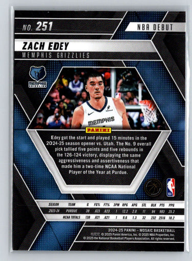 2024-25 Panini Mosaic #251 Zach Edey V06