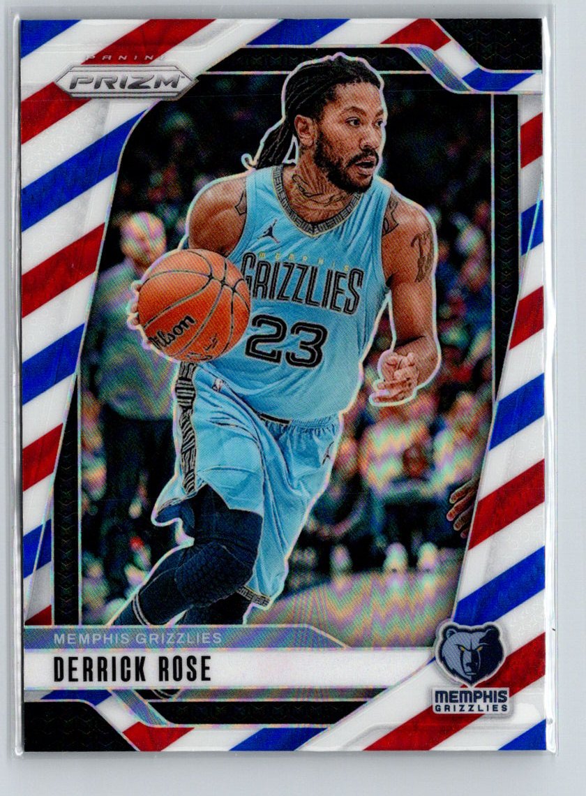 2024-25 Panini Prizm #53 Derrick Rose Prizms Red White and Blue V06