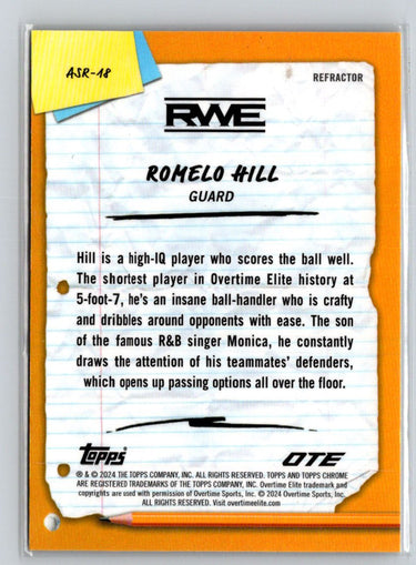 2023-24 Topps Chrome Elite Romelo Hill After School Rules Refractors V07