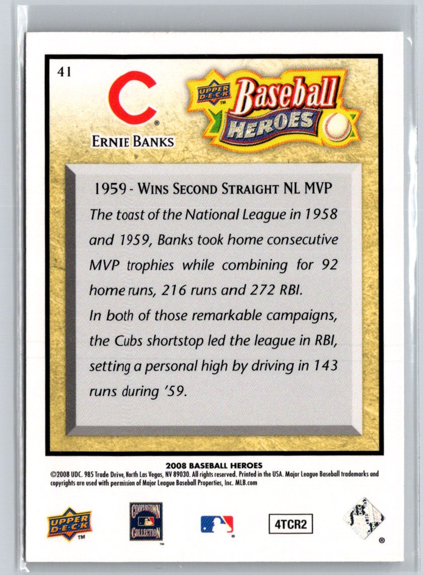 2008 Upper Deck Baseball Heroes #41 Ernie Banks V07