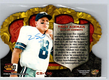 1996 Pacific Crown Royale #CR-100 Troy Aikman V07