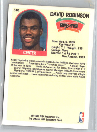 1989-90 Hoops #310 David Robinson V08