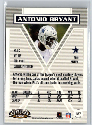 2002 Pacific Exclusive #187 Antonio Bryant Retail Unsigned Rookies V08