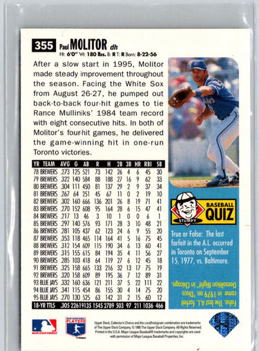 1996 Collector's Choice #355 Paul Molitor V09