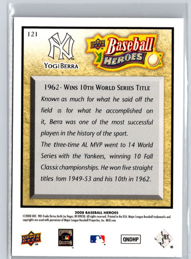 2008 Upper Deck Baseball Heroes #121 Yogi Berra V09