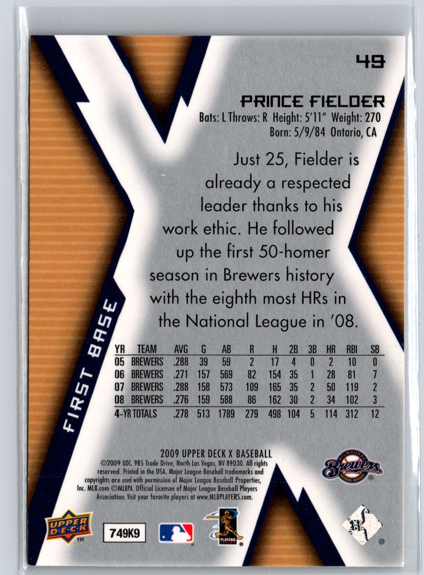 2009 Upper Deck X #49 Prince Fielder V09