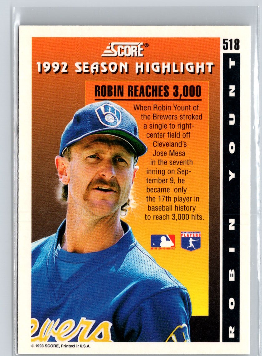 1993 Score #518 Robin Yount V09