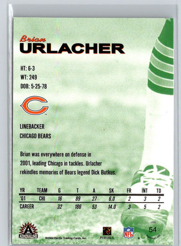 2002 Pacific Adrenaline #54 Brian Urlacher Red V10