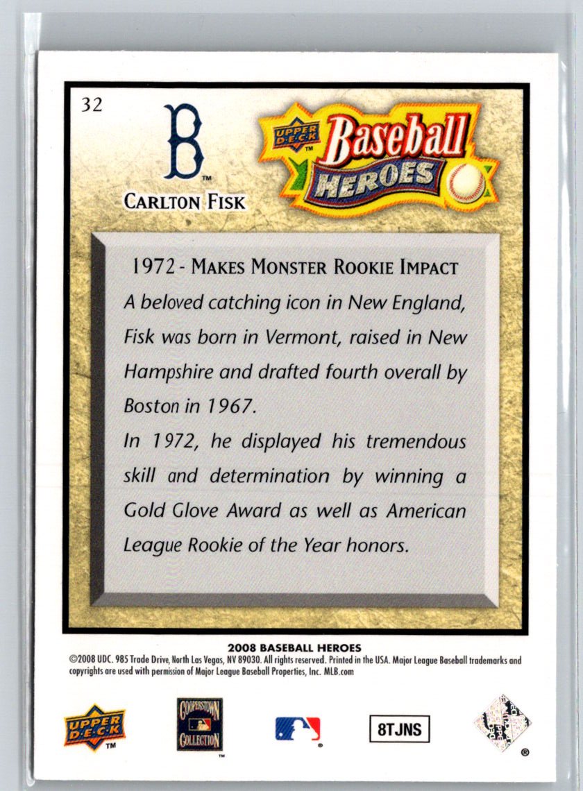 2008 Upper Deck Baseball Heroes #32 Carlton Fisk Beige #/299 V10
