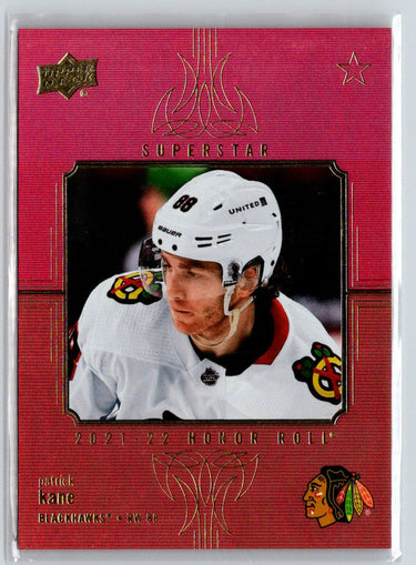 2021-22 Upper Deck #HR-13 Patrick Kane Honor Roll Rainbow Red V10