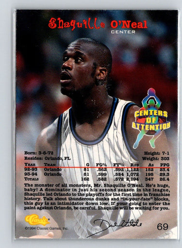 1994 Classic Draft #69 Shaquille O'Neal V10